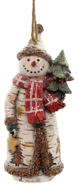 Holiday Ornaments Snowman Holding Tree Or Wreath Glittered Winter C9274 Wreath