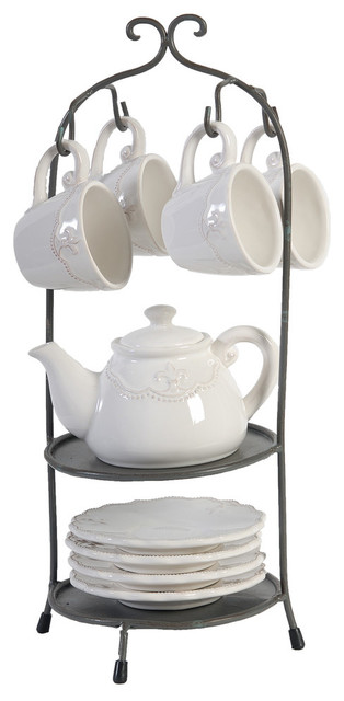 Cup Saucer And Teapot With Stand 10 Piece Set Traditional