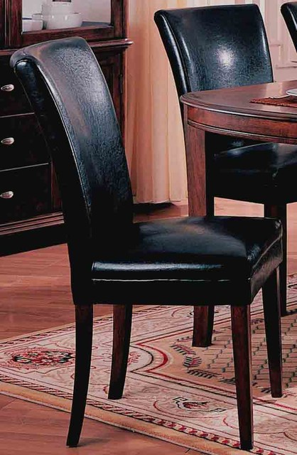 Black Bicast Leather Parson Chairs (Set of 2)