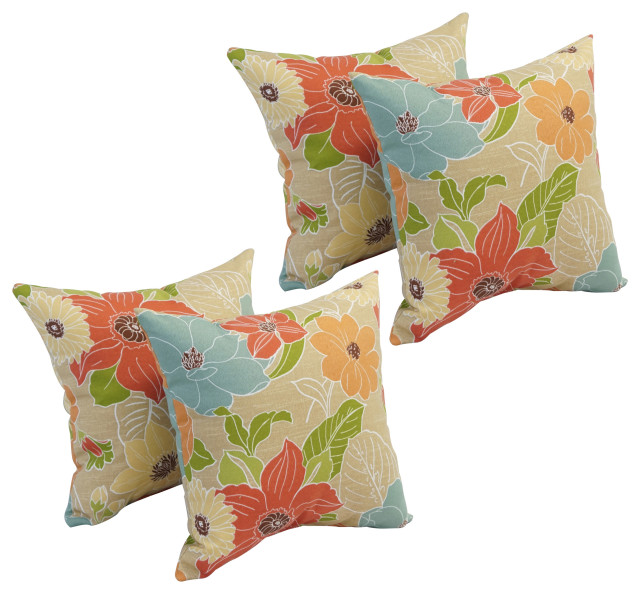 17" Square Polyester Outdoor Throw Pillows, Set of 4, Mcyvonne Beige