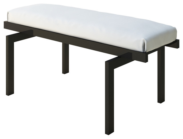 Brice 48" White Fabric Seat, Frame Bench - Contemporary ...