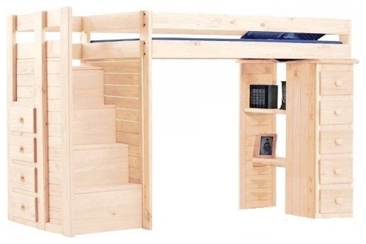 Hemet Twin Storage Loft Bed With Steps, Twin Bed Desk Combo