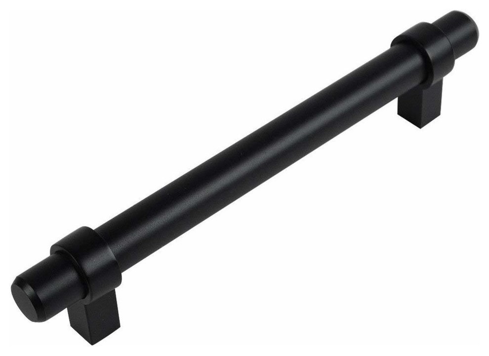 [5 PACK]  Black 5” CTC Solid Metal Euro Bar Pull [5 PACK]