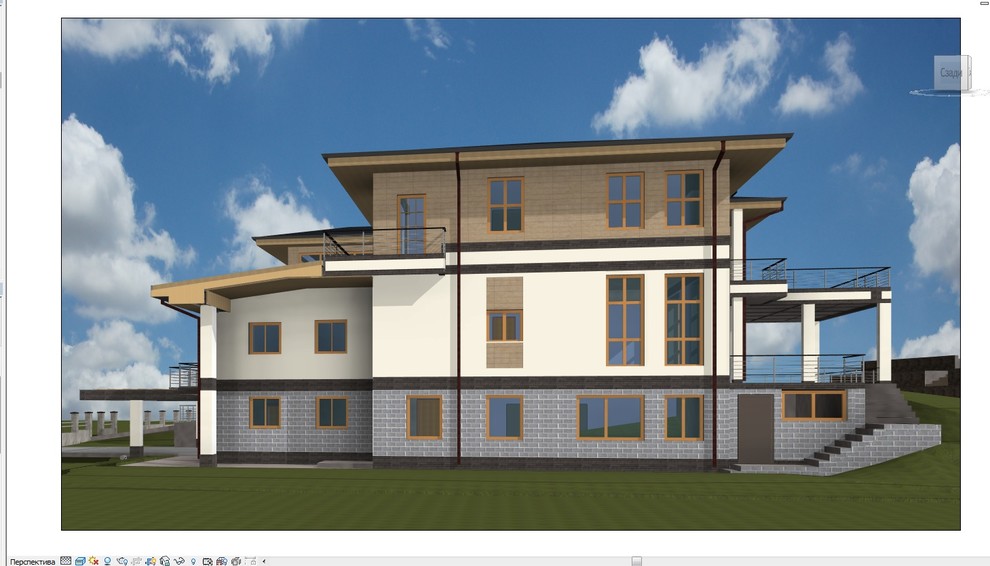 Дом на рельефе в стиле Райта