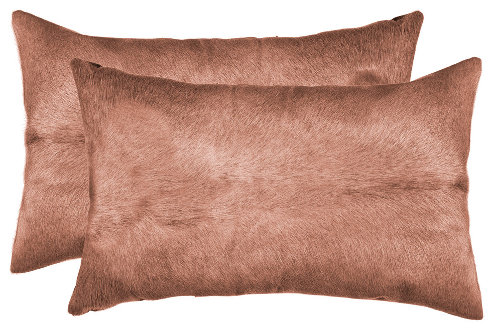 12"x20" Torino Cowhide Pillows, Set of 2, Brown
