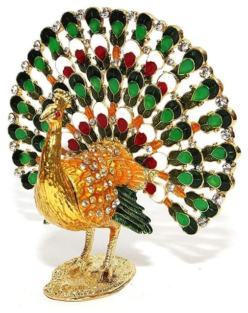 Multicolor Peacock 5inch, Jewelry Box with Swarovski Crystal (Peacock