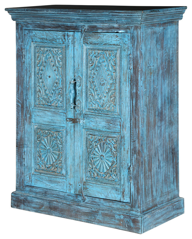 distressed sideboards and buffets on Tangier Rustic Turquoise Solid Wood 2 Door Buffet Sideboard Cabinet Farmhouse Buffets And Sideboards By Sierra Living Concepts Houzz