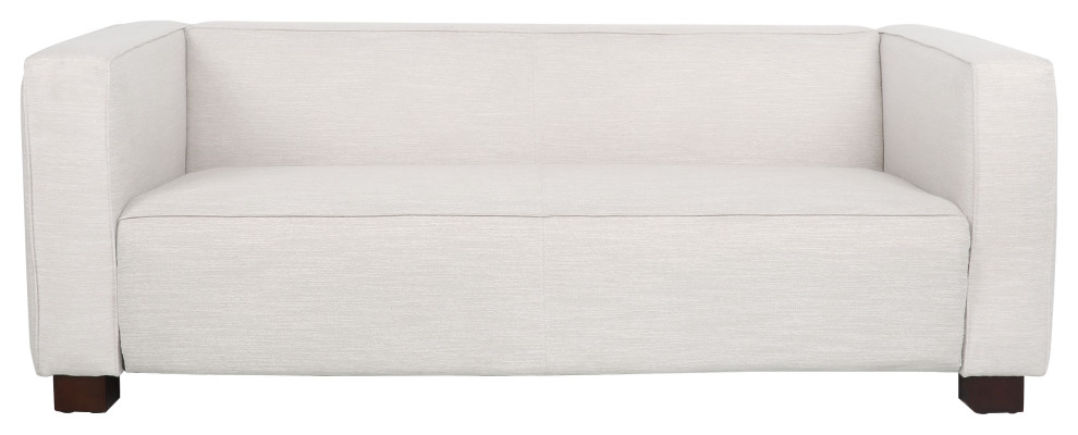 Pamsha Contemporary Fabric Upholstered Loveseat, Beige/Dark Walnut