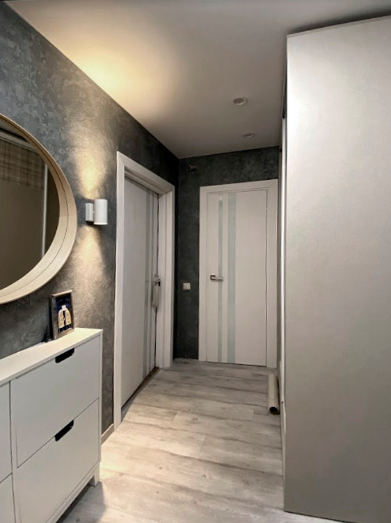 Реализация проекта фрагмента квартиры, кухня, прихожая и СУ