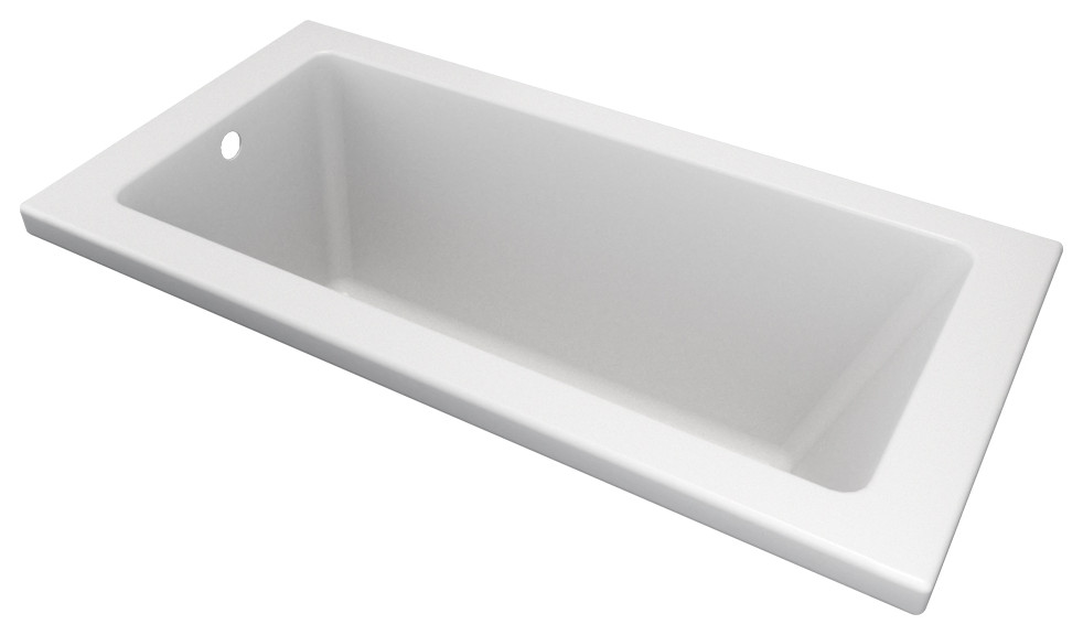 CHI White Acrylic Extra Deep DropIn Bathtub End Drain by Valley