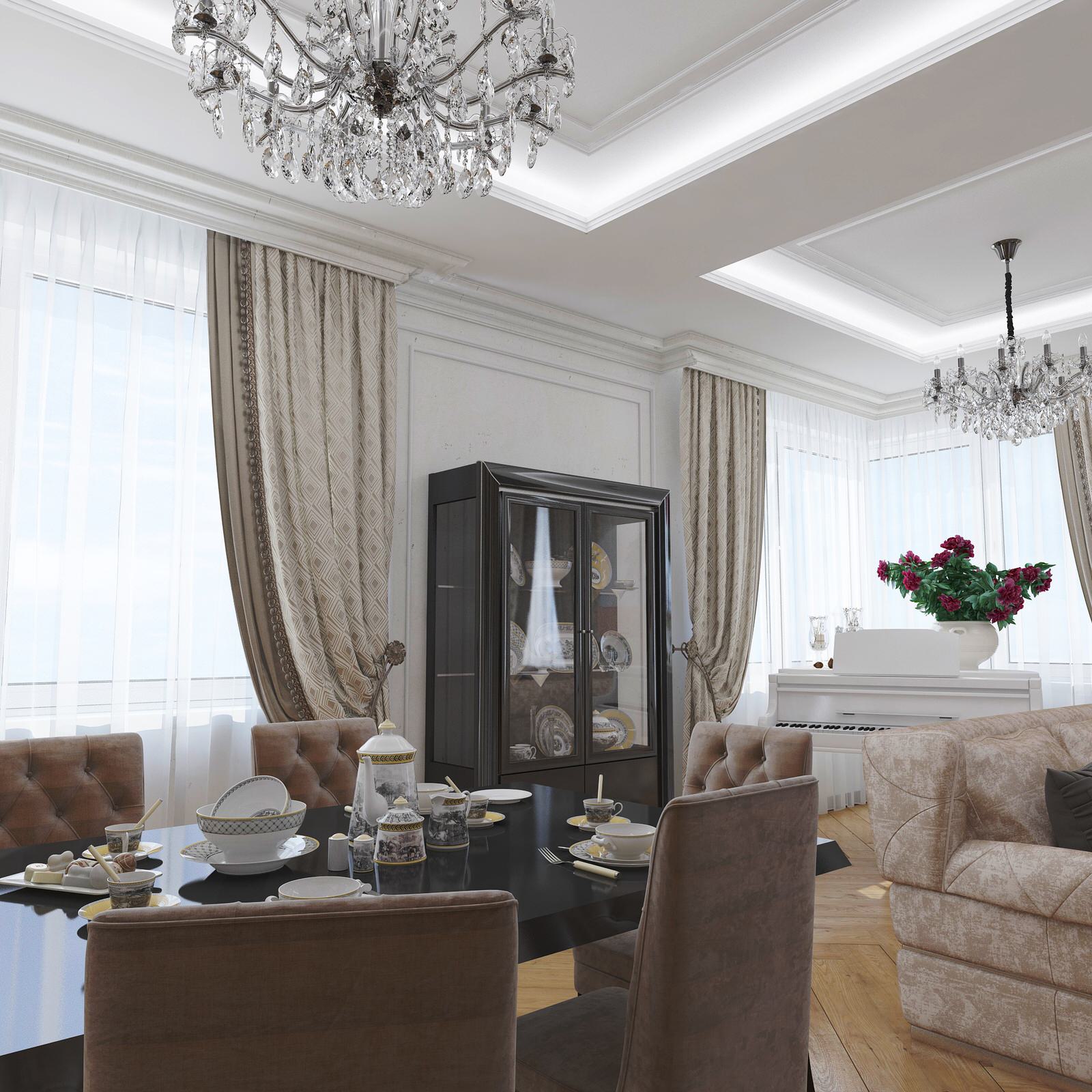 Проект. Интерьер квартиры. Неоклассика (180 кв м)