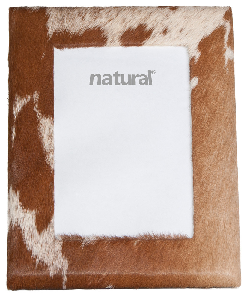 Durango Cowhide Picture Frame, 4"x6", Brown/White Southwestern