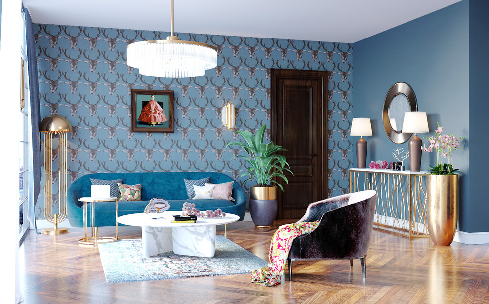 Design ideas for a traditional living room in Saint Petersburg.