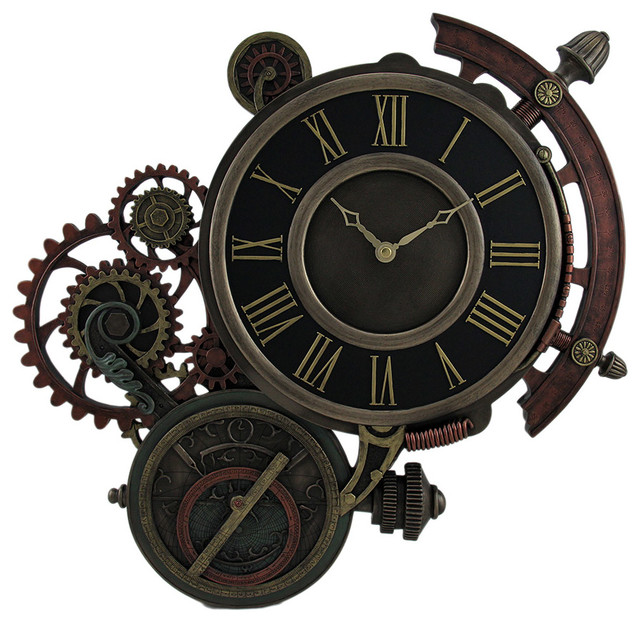 Mechanical Steampunk Astrolabe Star Tracker Wall Clock 17 Inch