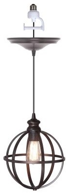 Worth Home Products Instant Pendant Light with Cage - Brushed Bronze