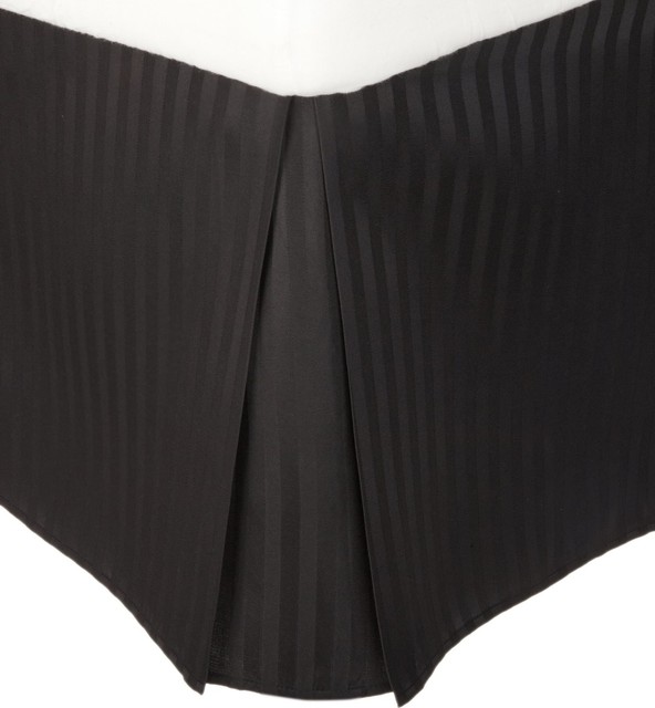 Microfiber 1500 Series Pleated Bed Skirt Stripe Traditional Microfiber 1500 Series Pleated Queen Bed Skirt Stripe Black Traditional Bedskirts