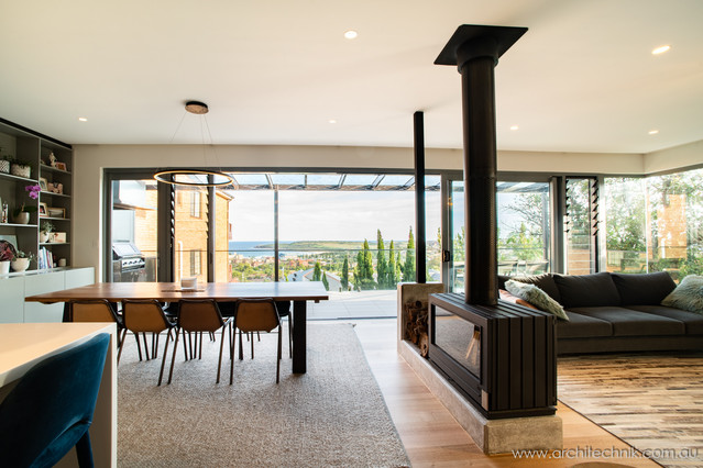 Arc House modern-vardagsrum