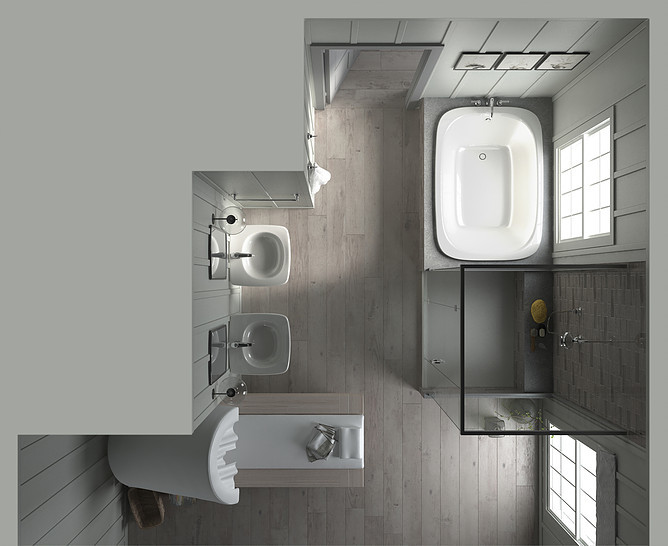 Ванная комната в загородном доме с Детокс-сауной Katsami