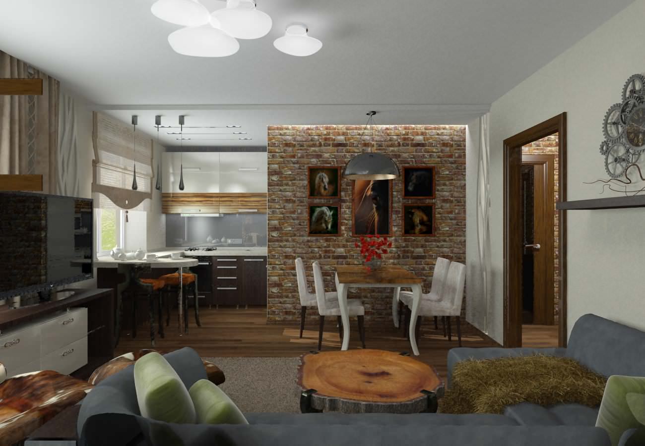 визуализация "Гостиная - студия"