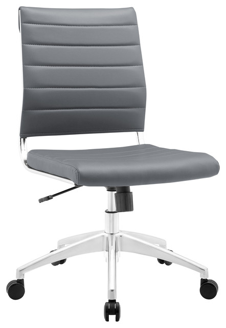 Modern Contemporary Office Chair, Gray Faux Leather - Scandinavian - Office Chairs - by First of ...