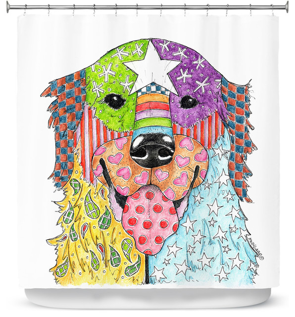 Shower Curtain Unique From Dianoche Designs Golden Retriever Dog Shower Curtain Unique From Dianoche Designs Golden Retriever Dog White
