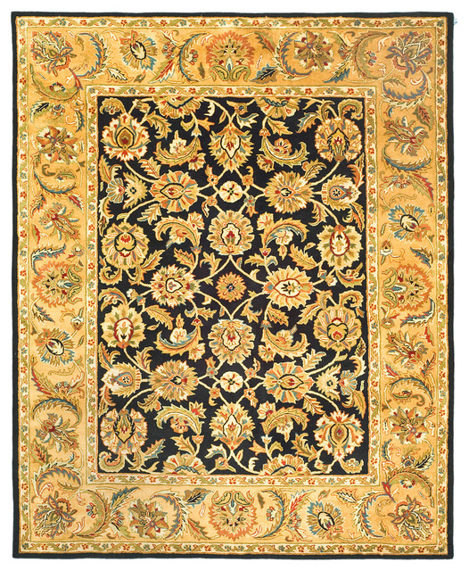 Black and Gold HandTufted Border Rug Traditional Area Rugs by