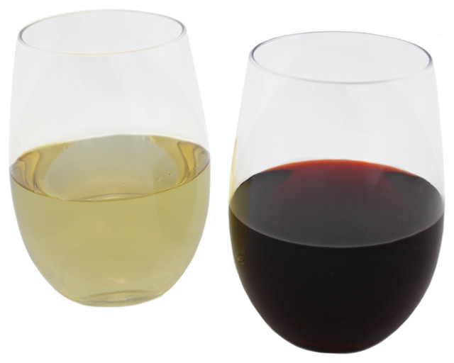Unbreakable Stemless Wine Glasses Tritan Plastic Set Of 4