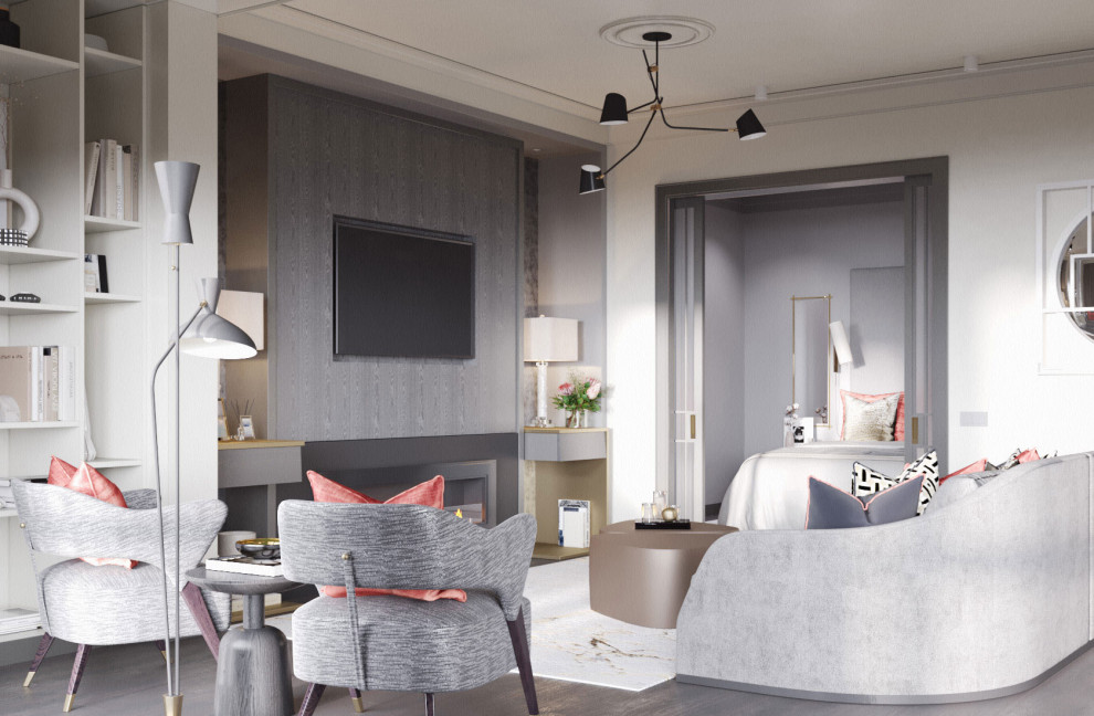 Монохромный интерьер с яркими акцентами