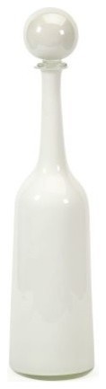 Abrantes White Large Glass Bottle with Stopper