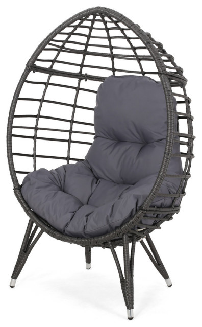 Dione Indoor Wicker Teardrop Chair With, Indoor Wicker Chairs With Cushions