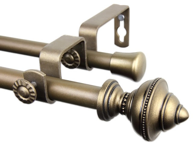 Rod Desyne Home Decorative Palace Double Curtain Rod Antique Gold