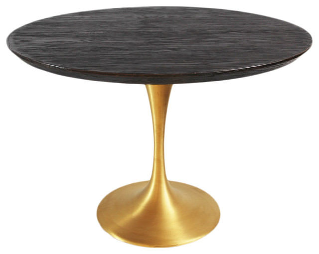 Retro Brass Pedestal Round Table, Retro Round Kitchen Table