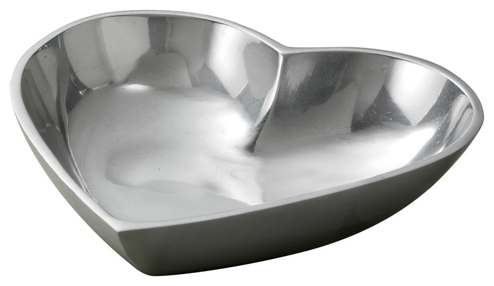 Polished Aluminum Heart Bowl Contemporary Decorative Bowls by St