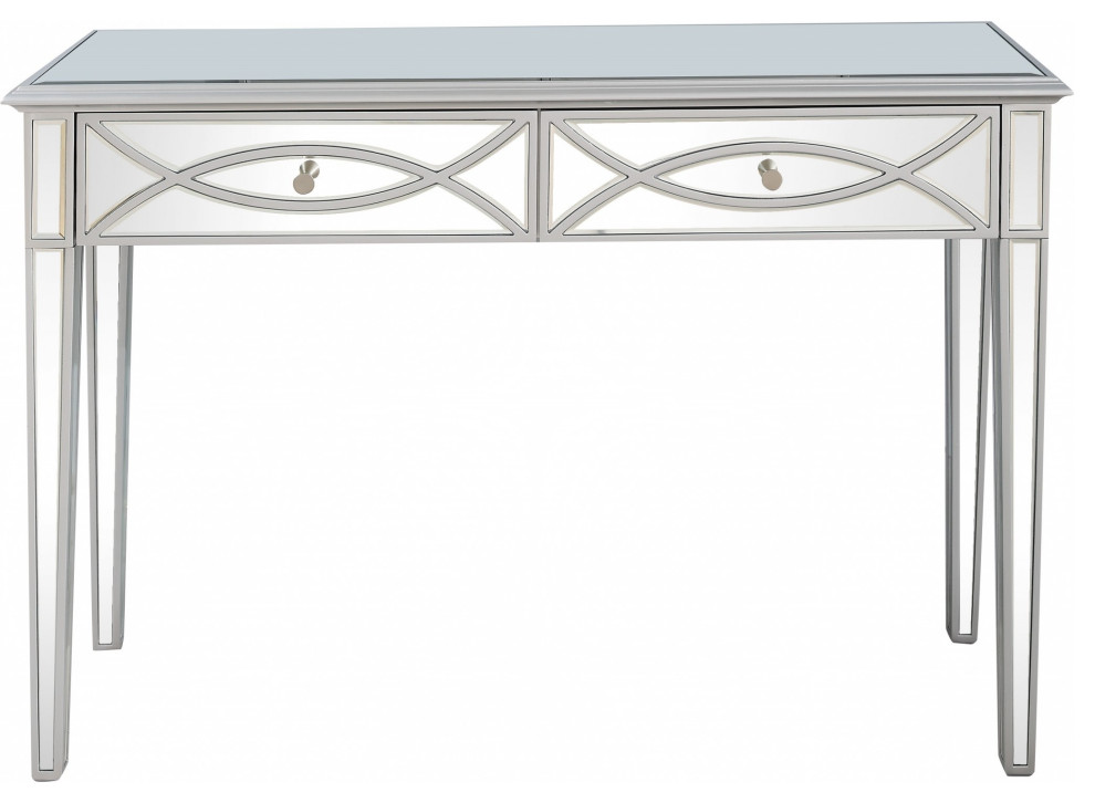 Silver Glass Mirror Console Table Transitional Console Tables by