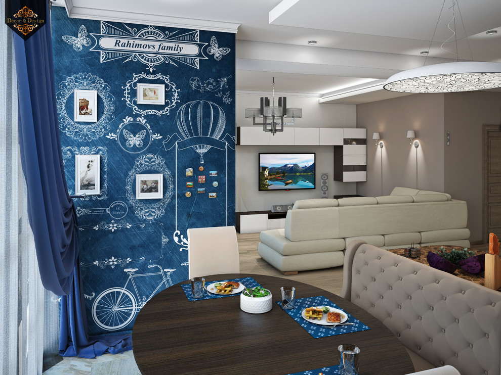 "Фьюжн в интерьере"трехкомнатная квартира в Казани по ул. Муштари