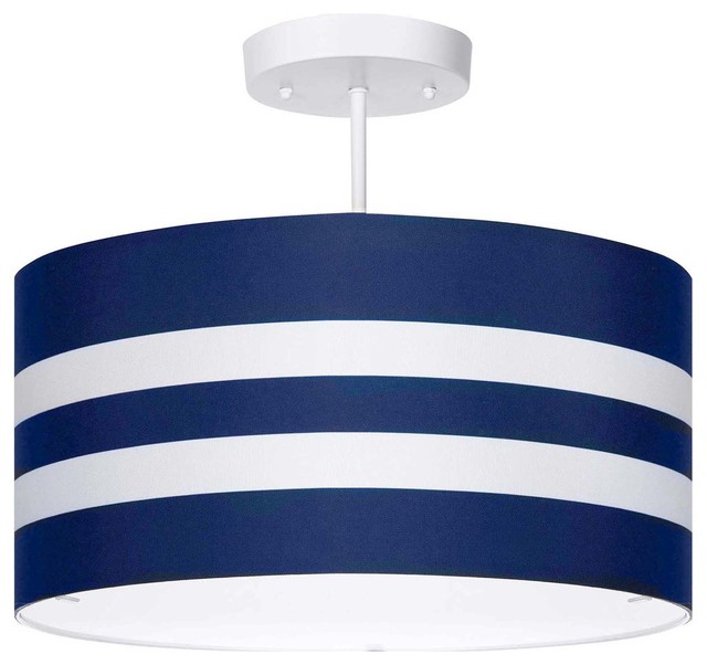 Navy Stripes Light Fixture 3 Lights Beach Style Kids Ceiling