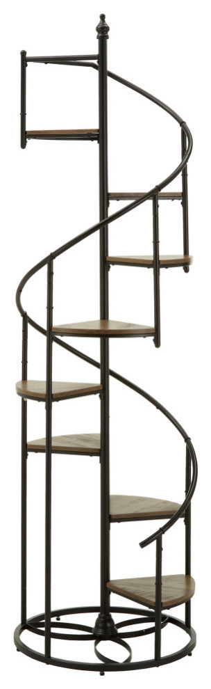 Randi Black Finish Metal Spiral Staircase Display Shelf - Traditional ...