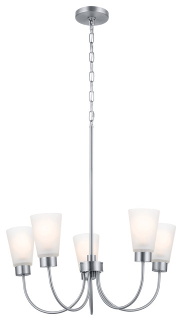 Emmons traditional 5-light LED indoor dimmable ceiling chandelier pendant light in brushed nickel si main image 1