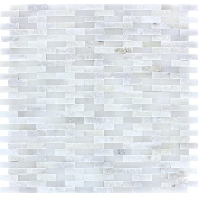 12 X12 Arabeo Carrara Splitface Marble Mosaic Tile 12 X12 Arabeo Carrara Splitface Marble Mosaic Full Sheet Sample