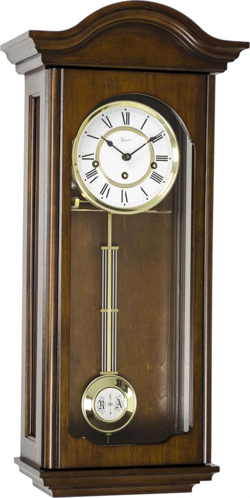 Hermle Brooke Mechanical Regulator Wall Clock - Antique Walnut Finish