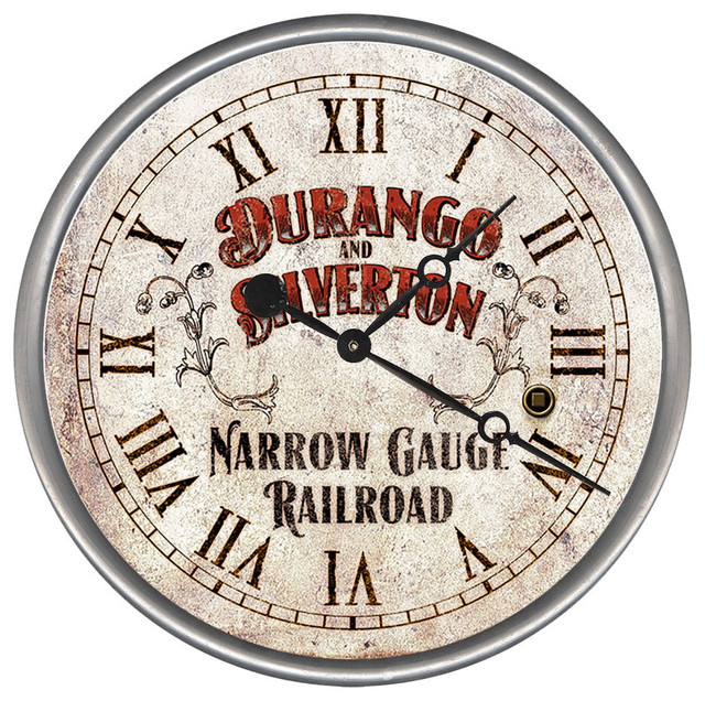 Railroad Round Vintage Clock, 23"