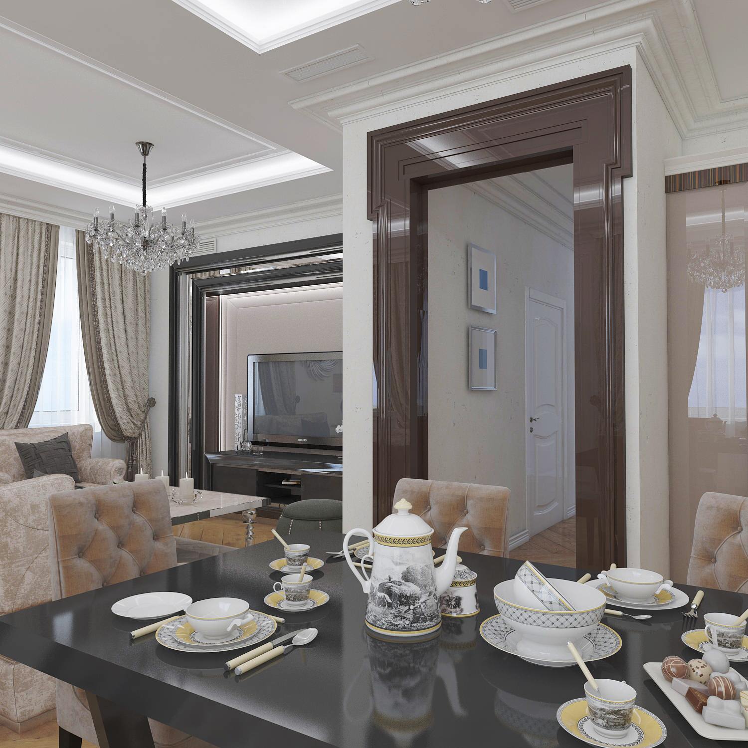 Проект. Интерьер квартиры. Неоклассика (180 кв м)