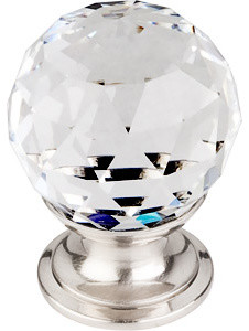 Clear Crystal Knob 1 1/8" w/ Brushed Satin Nickel Base