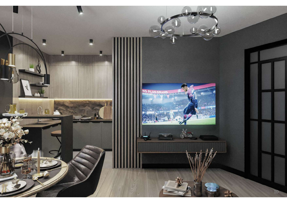 квартира в современном стиле в темных оттенках