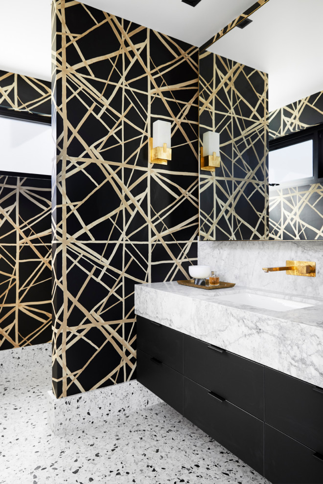 Photo of a contemporary powder room in Newcastle - Maitland.