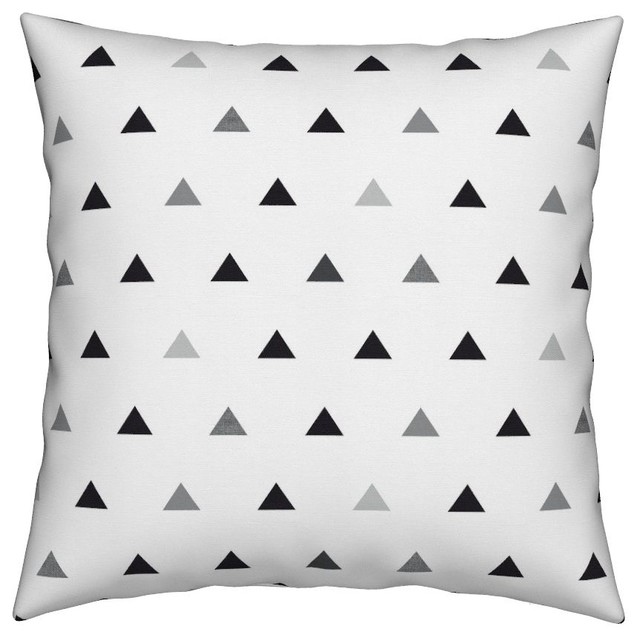 Black White Gray Linen Texture Mod Geometric Throw Pillow