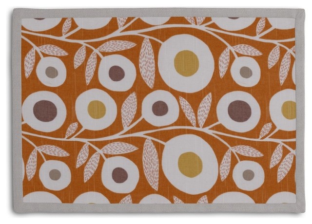 Modern Orange Floral Placemat, Set of 4