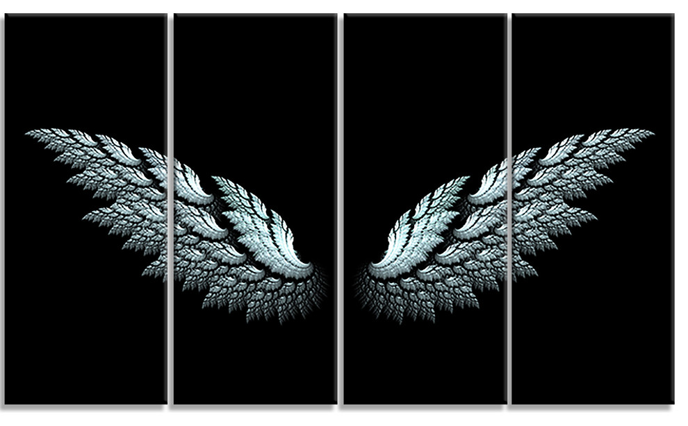 Angel Wings on Black Background, Abstract Canvas Art Print, 48"x28", 4