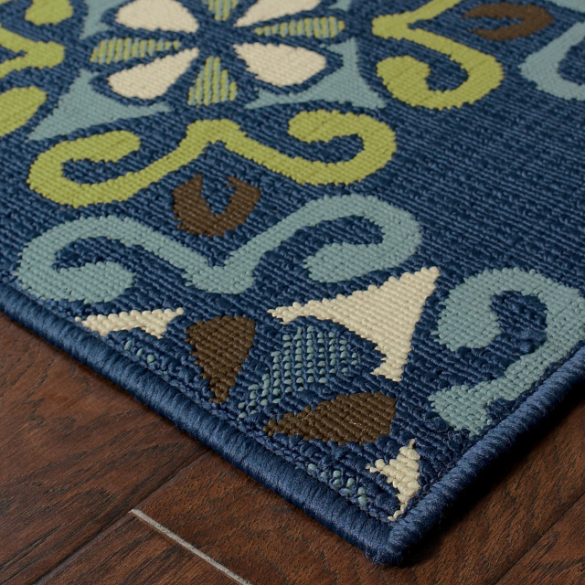 Coronado Indoor And Outdoor Fl Blue, Blue And Lime Green Outdoor Rugs