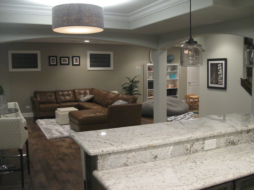 Photo of a contemporary basement in Chicago.